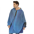 Blue Feather Print Hoodie Blanket