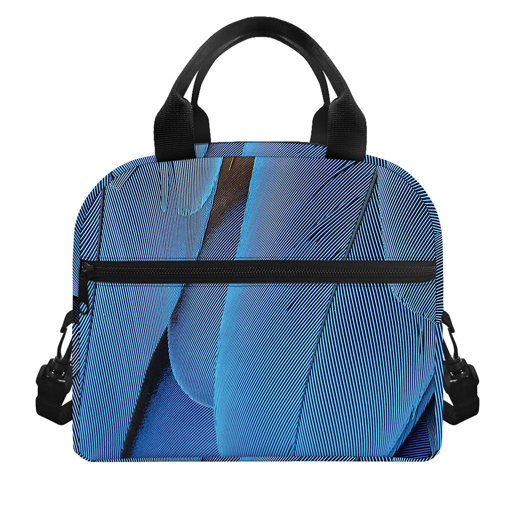 Blue Feather Print Insulated Lunch Bag