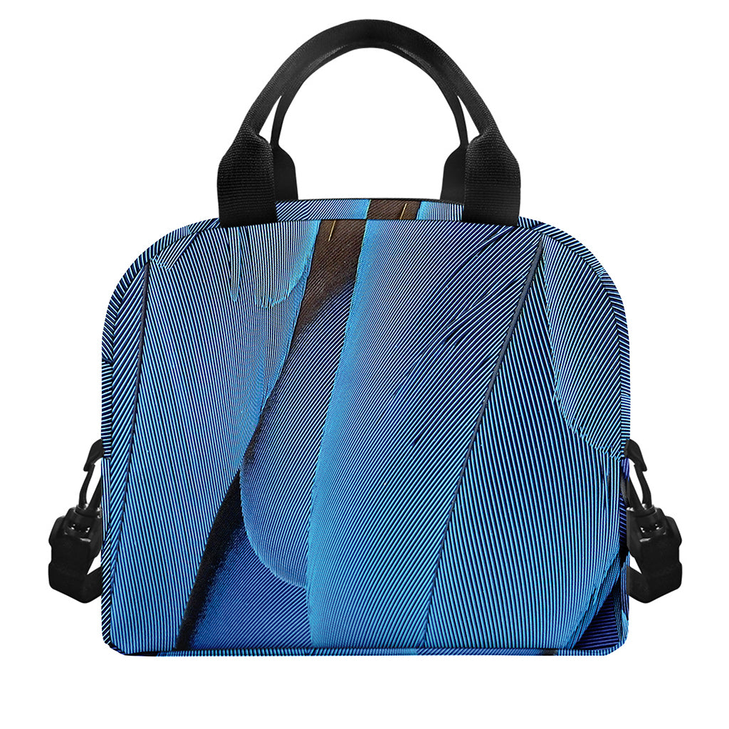 Blue Feather Print Insulated Lunch Bag