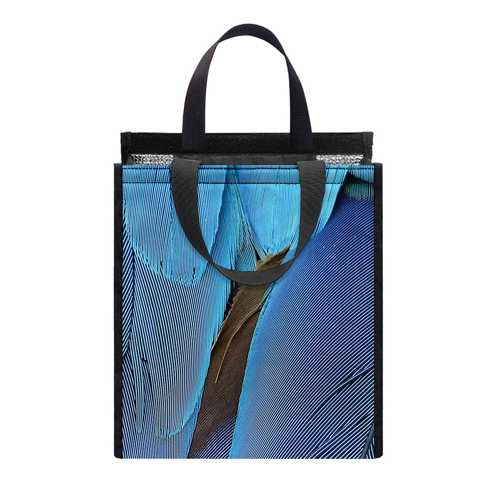 Blue Feather Print Insulated Lunch Tote
