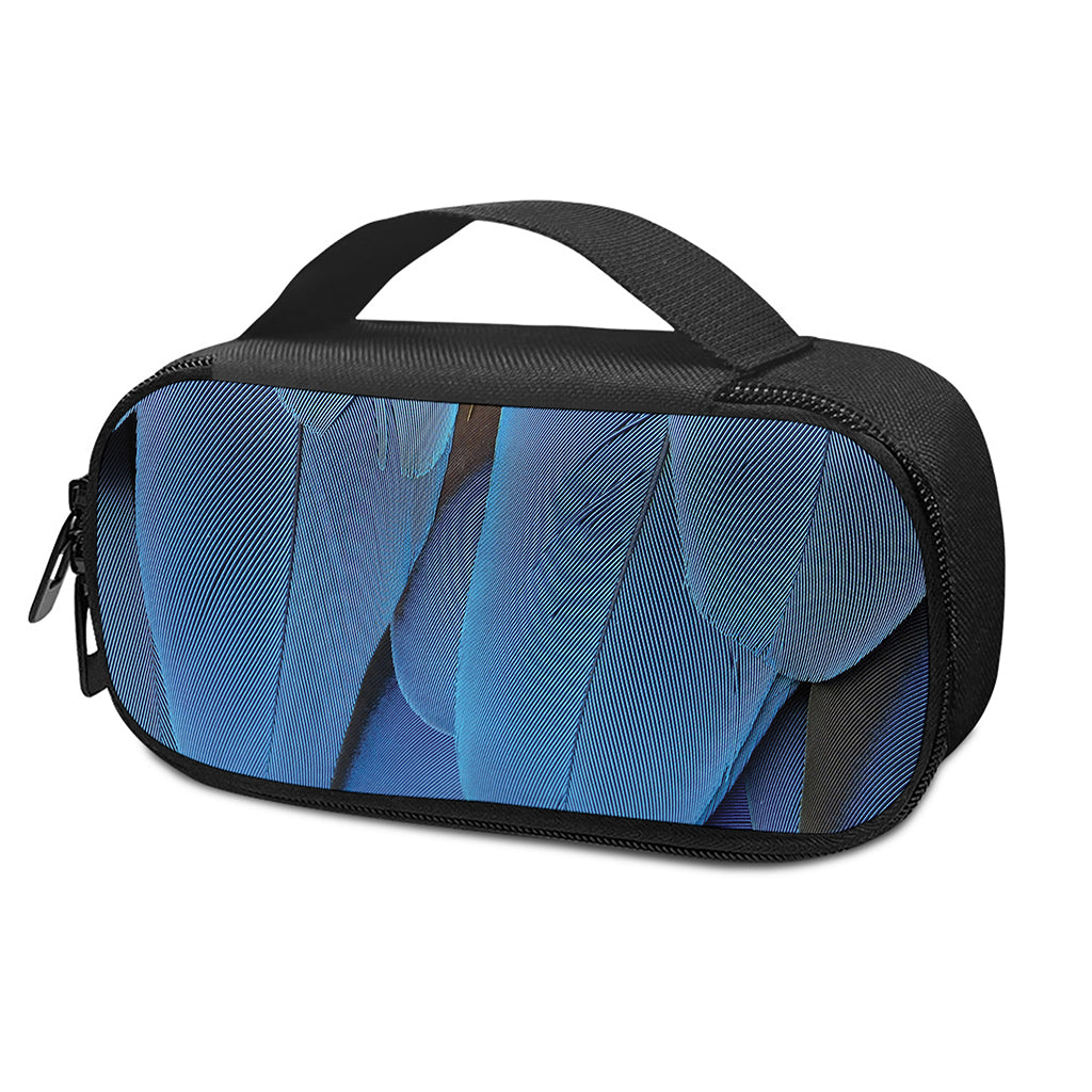 Blue Feather Print Insulin Cooler Travel Case