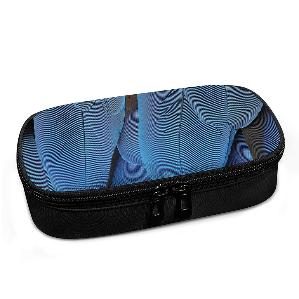 Blue Feather Print Insulin Cooler Travel Case