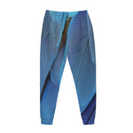 Blue Feather Print Jogger Pants