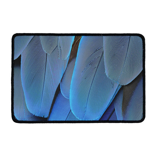 Blue Feather Print Kitchen Mat
