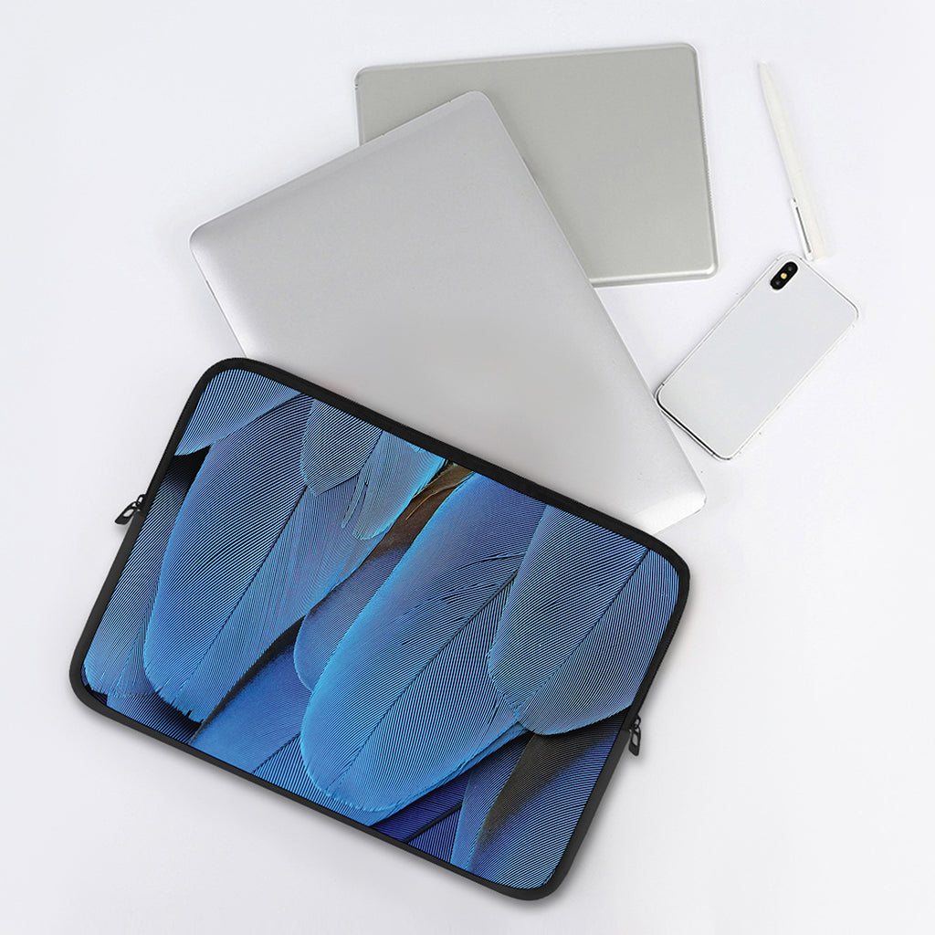 Blue Feather Print Laptop Sleeve