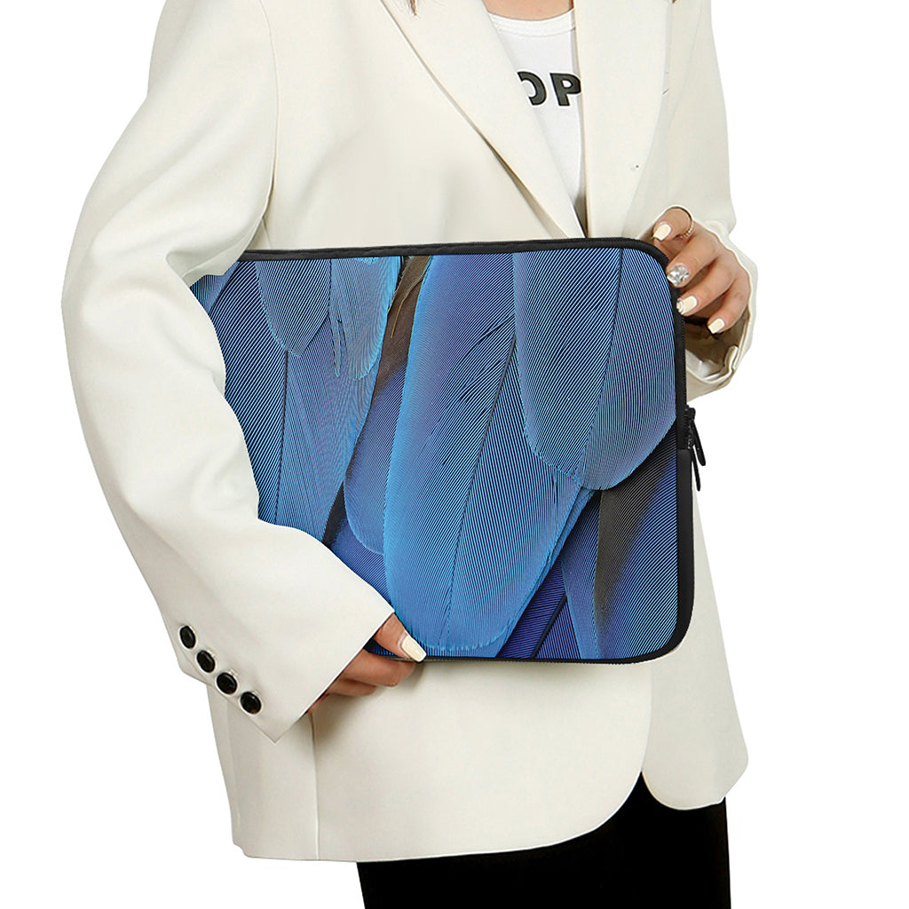Blue Feather Print Laptop Sleeve