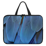 Blue Feather Print Laptop Sleeve With Handle