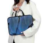 Blue Feather Print Laptop Sleeve With Handle