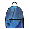 Blue Feather Print Leather Backpack