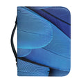Blue Feather Print Leather Bible Cover