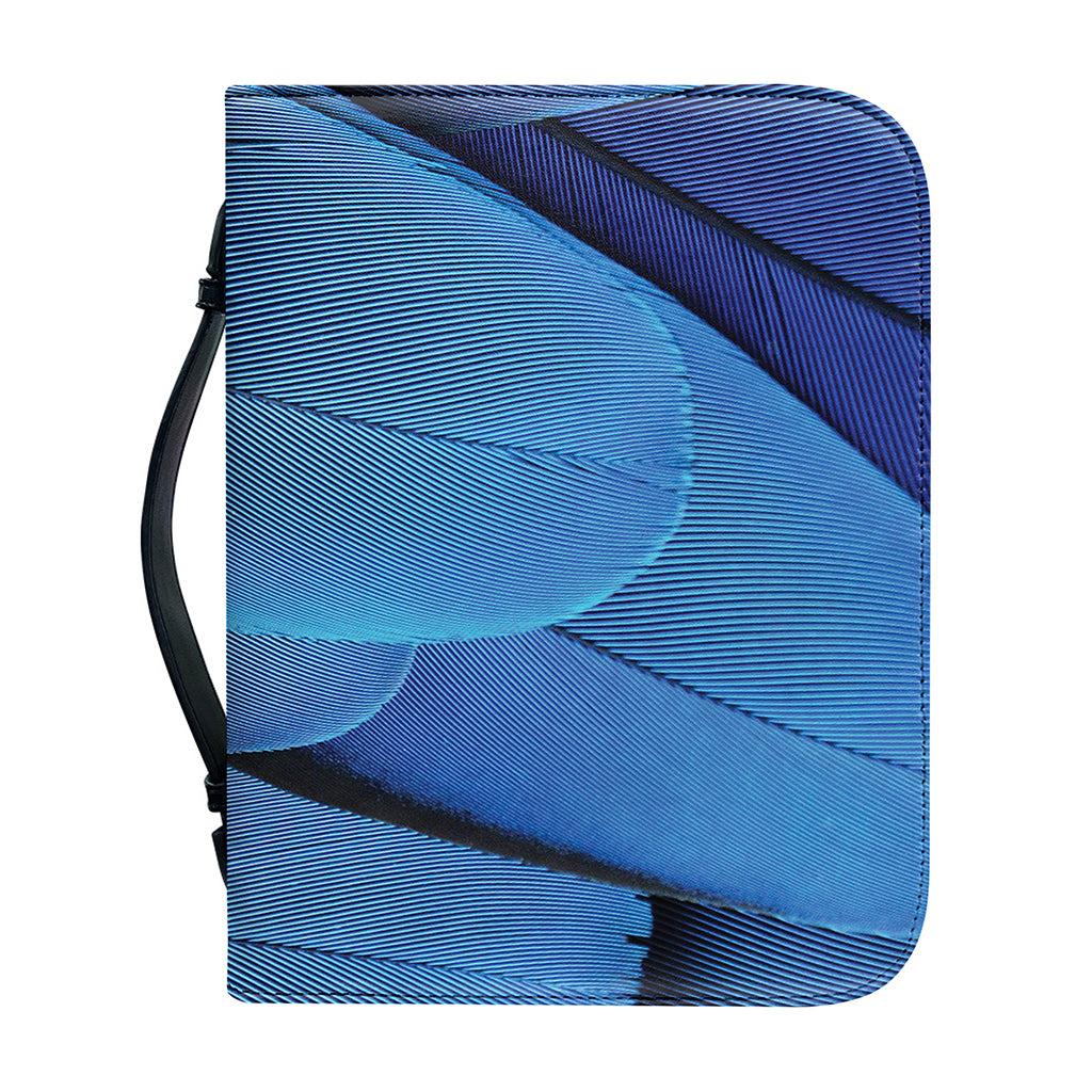 Blue Feather Print Leather Bible Cover