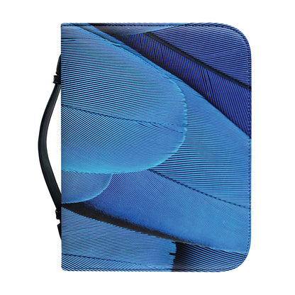 Blue Feather Print Leather Bible Cover