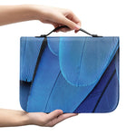Blue Feather Print Leather Bible Cover