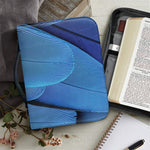Blue Feather Print Leather Bible Cover