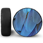 Blue Feather Print Leather Spare Tire Cover