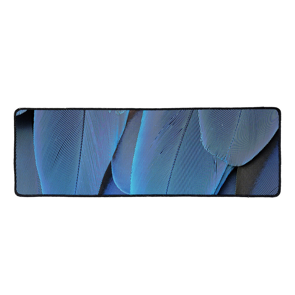 Blue Feather Print Long Kitchen Mat