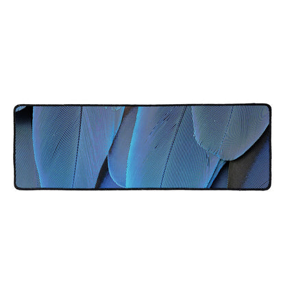 Blue Feather Print Long Kitchen Mat