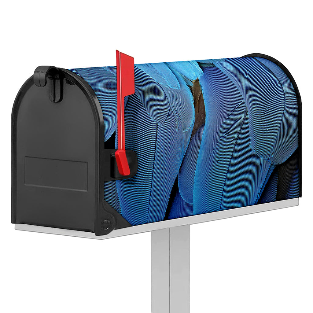 Blue Feather Print Mailbox Cover