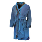 Blue Feather Print Men's Bathrobe