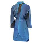 Blue Feather Print Men's Bathrobe