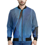 Blue Feather Print Men's Bomber Jacket