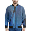 Blue Feather Print Men's Bomber Jacket