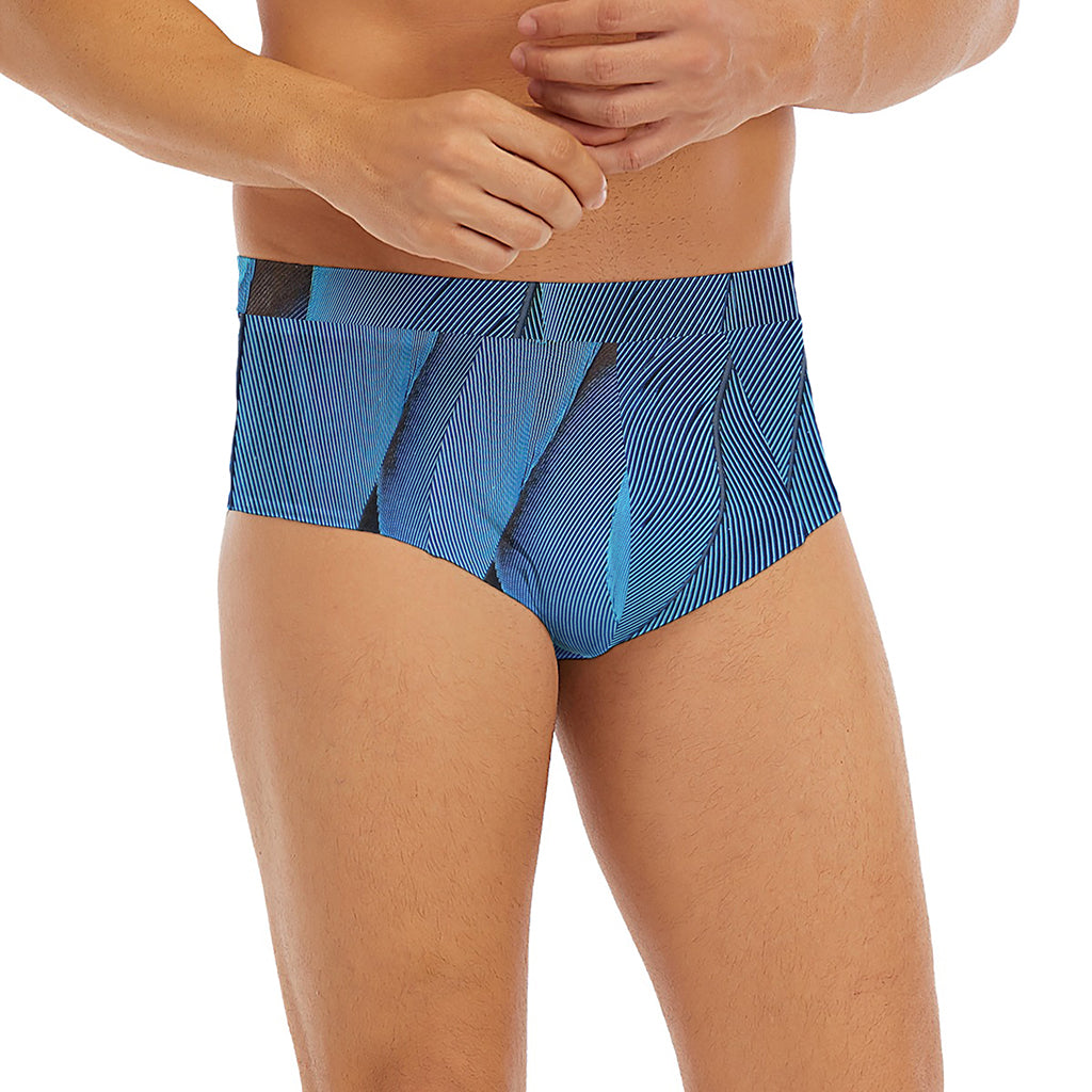 Blue Feather Print Men's Briefs