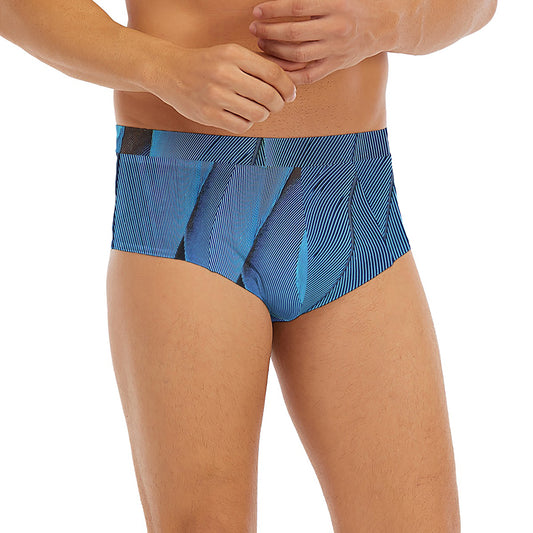 Blue Feather Print Men's Briefs