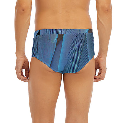 Blue Feather Print Men's Briefs