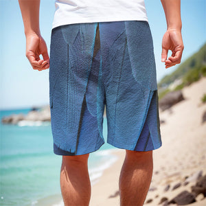 Blue Feather Print Men's Cargo Shorts