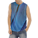 Blue Feather Print Men's Fitness Tank Top