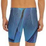 Blue Feather Print Men's Long Boxer Briefs