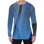 Blue Feather Print Men's Long Sleeve T-Shirt