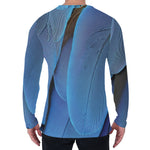 Blue Feather Print Men's Long Sleeve T-Shirt