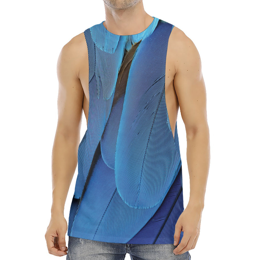 Blue Feather Print Men's Muscle Tank Top