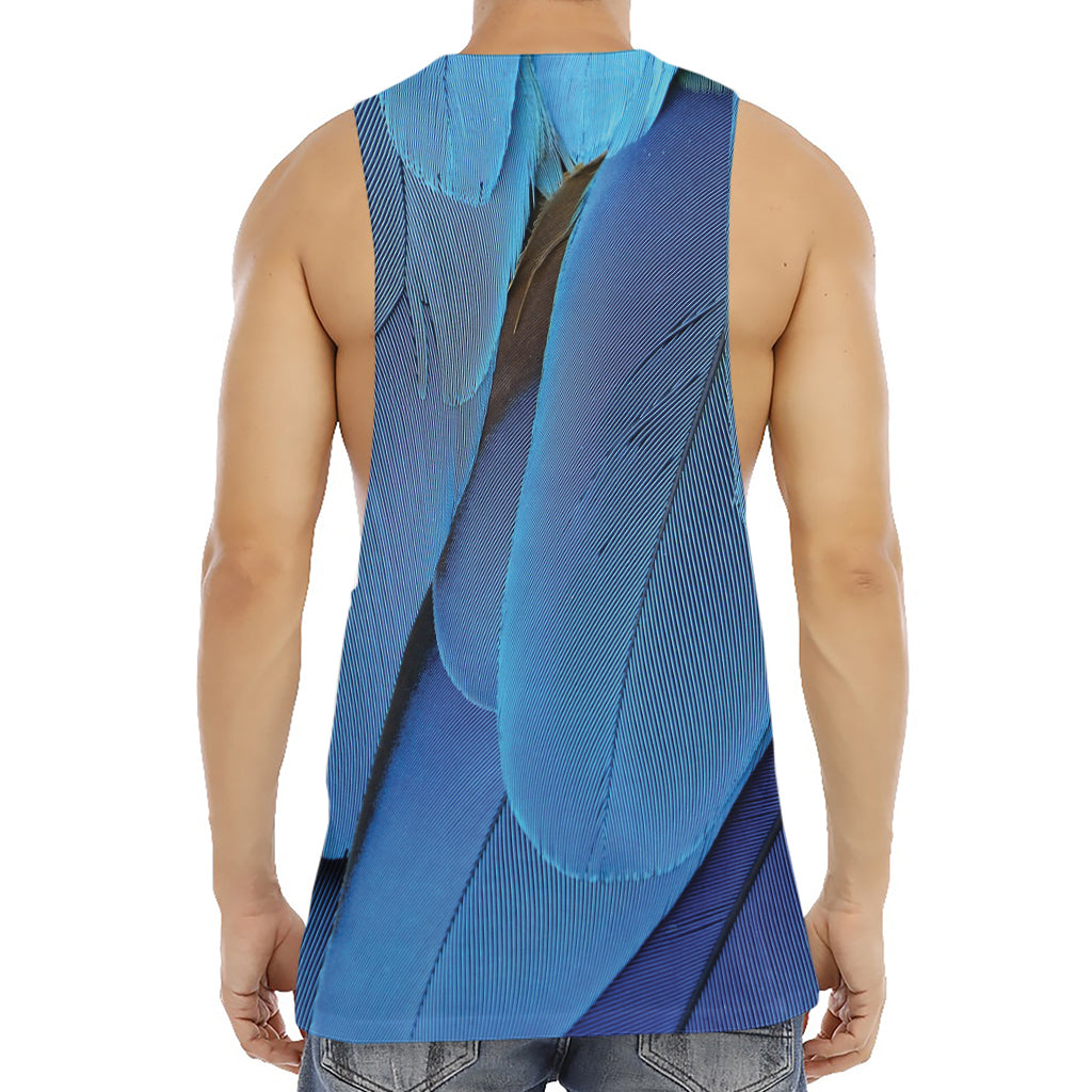 Blue Feather Print Men's Muscle Tank Top