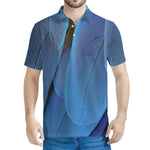 Blue Feather Print Men's Polo Shirt