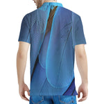 Blue Feather Print Men's Polo Shirt