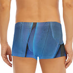 Blue Feather Print Men's Short Boxer Briefs