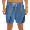 Blue Feather Print Men's Split Running Shorts