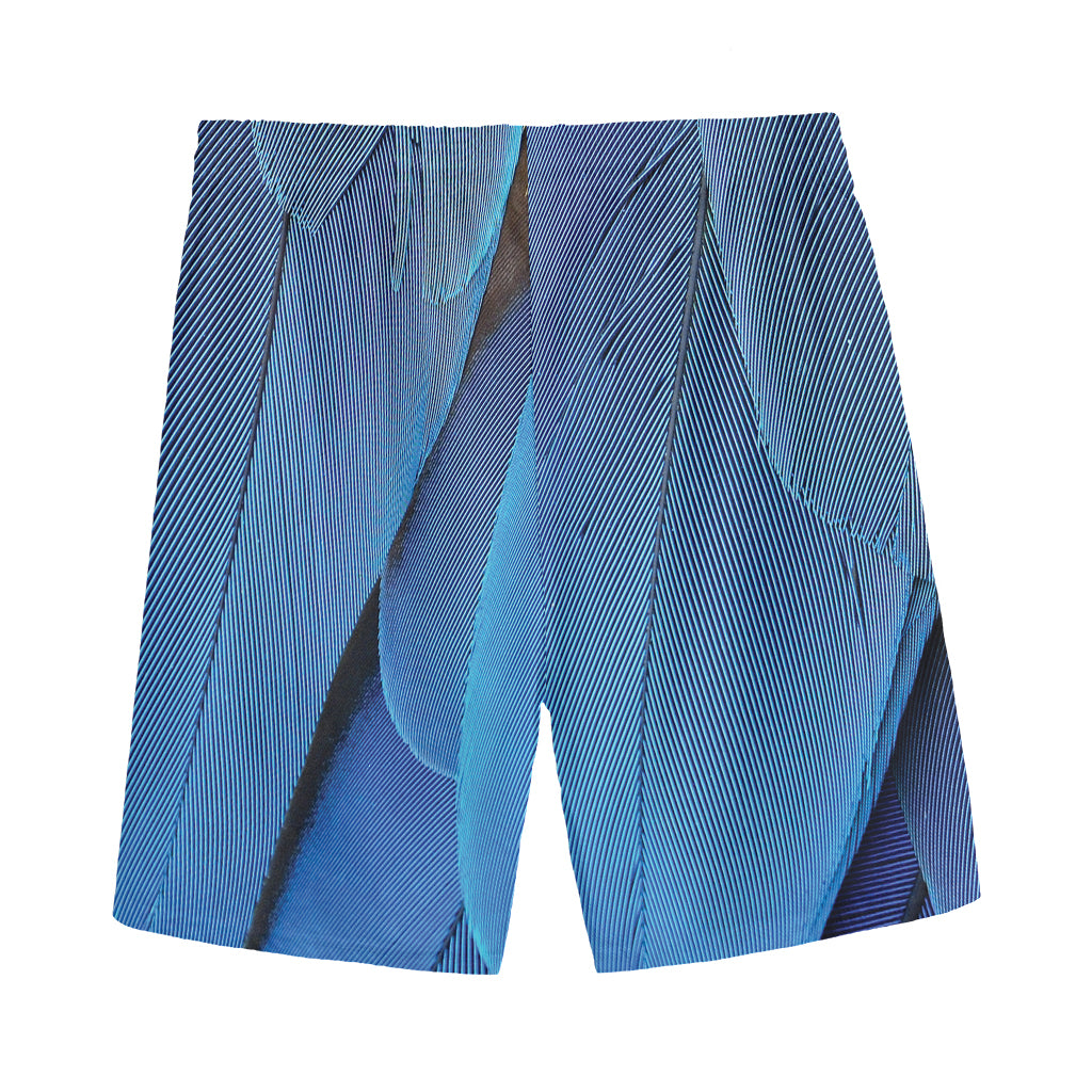 Blue Feather Print Men's Sports Shorts