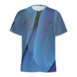 Blue Feather Print Men's Sports T-Shirt