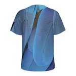 Blue Feather Print Men's Sports T-Shirt