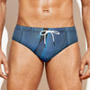 Blue Feather Print Men's Swim Briefs