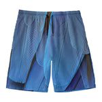 Blue Feather Print Men's Swim Trunks