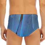 Blue Feather Print Men's Triangle Swim Briefs