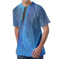 Blue Feather Print Men's Velvet T-Shirt