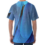 Blue Feather Print Men's Velvet T-Shirt