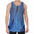 Blue Feather Print Men's Velvet Tank Top
