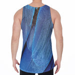 Blue Feather Print Men's Velvet Tank Top